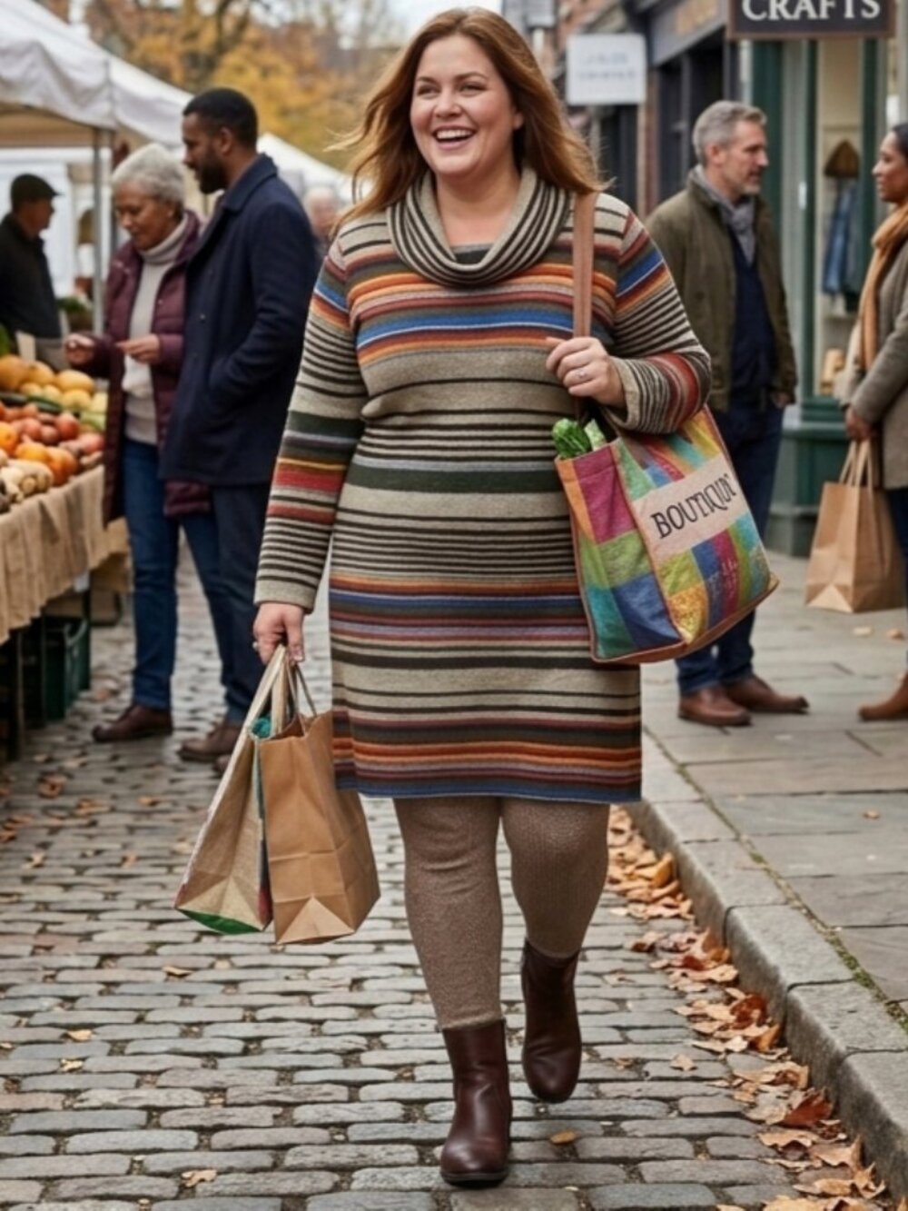 Papillon Long Sleeve Striped Sweater Dress with Pockets